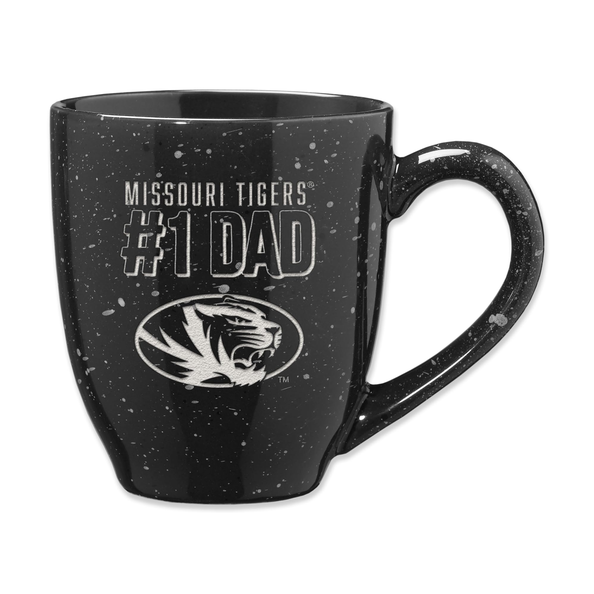 Mug Missouri Tigers Dad céramique noire mouchetée gravée laser