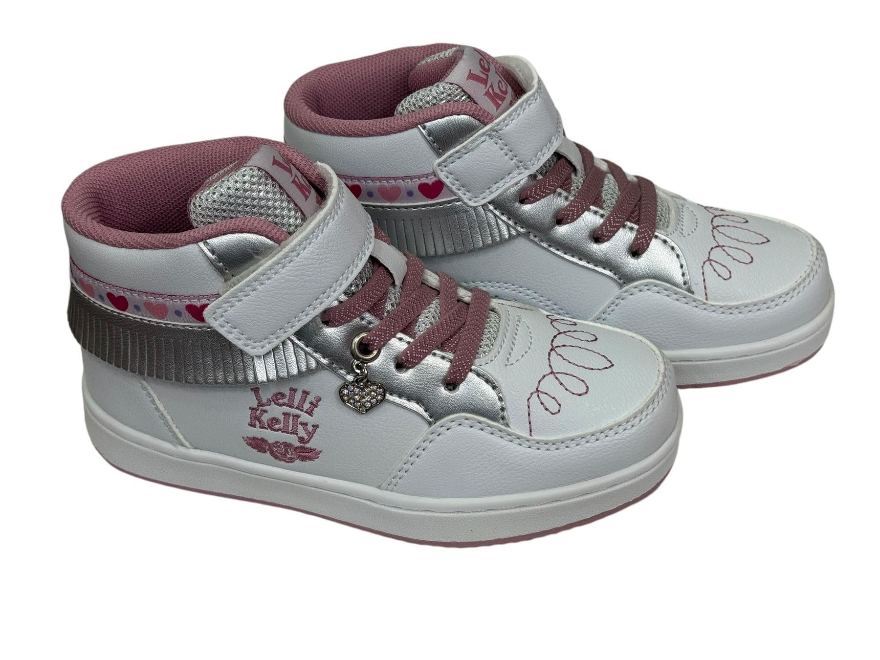 Lelli Kelly Frangetta Mix Mid LKAA8096 BIAG bianco/argento con ciondolo-cuore e gadget in omaggio (34, Bianco argento)