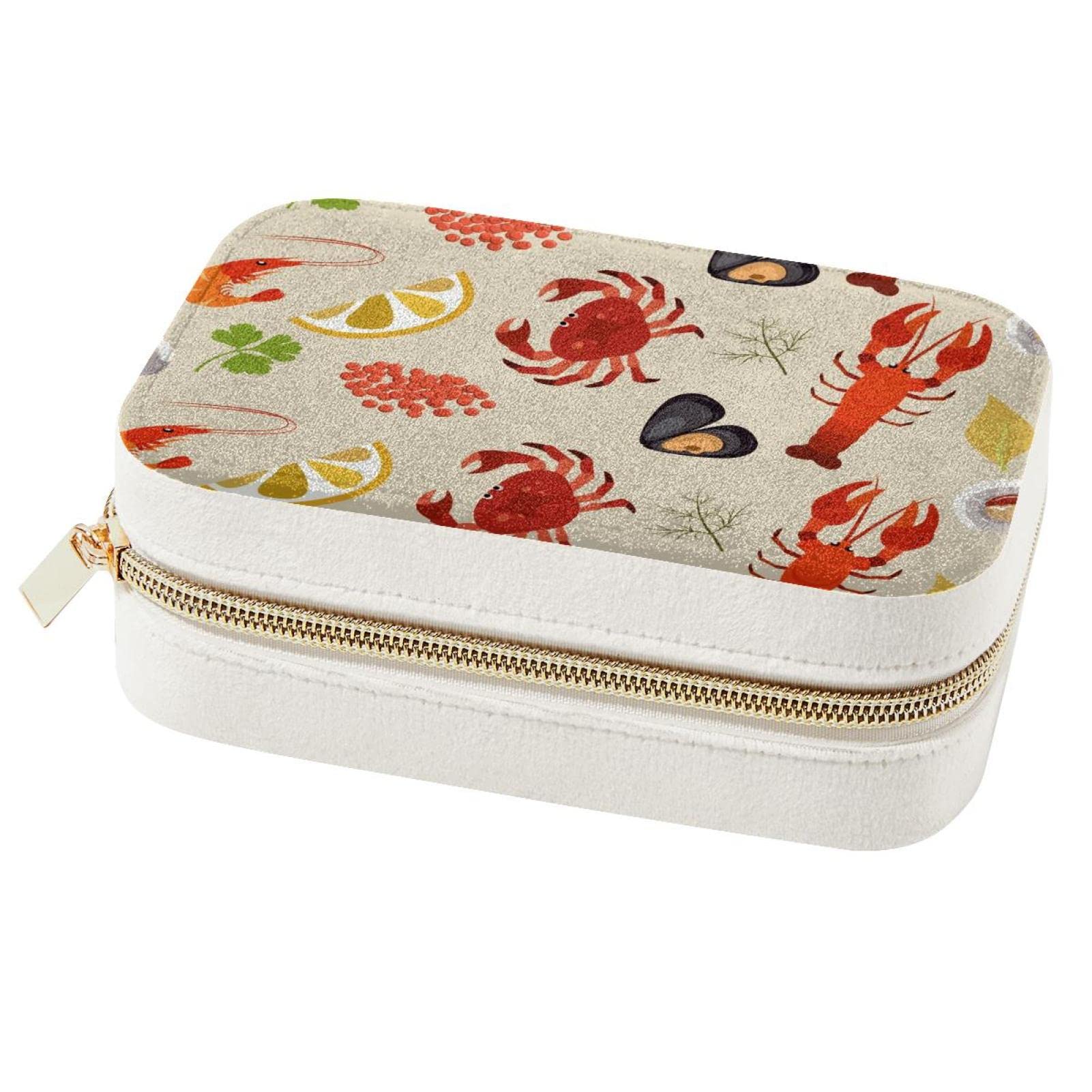 Boîte à bijoux de voyage velours anti-nœud pour bagues motif citron