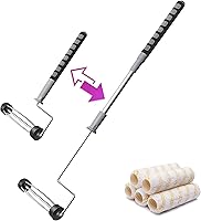 Pinstone 6pcs 9 Inch Extendable Paint Roller Kit with 5 Microfiber 1/2" Nap Covers, Adjustable 18-36" for Walls, Ceilings, Floors