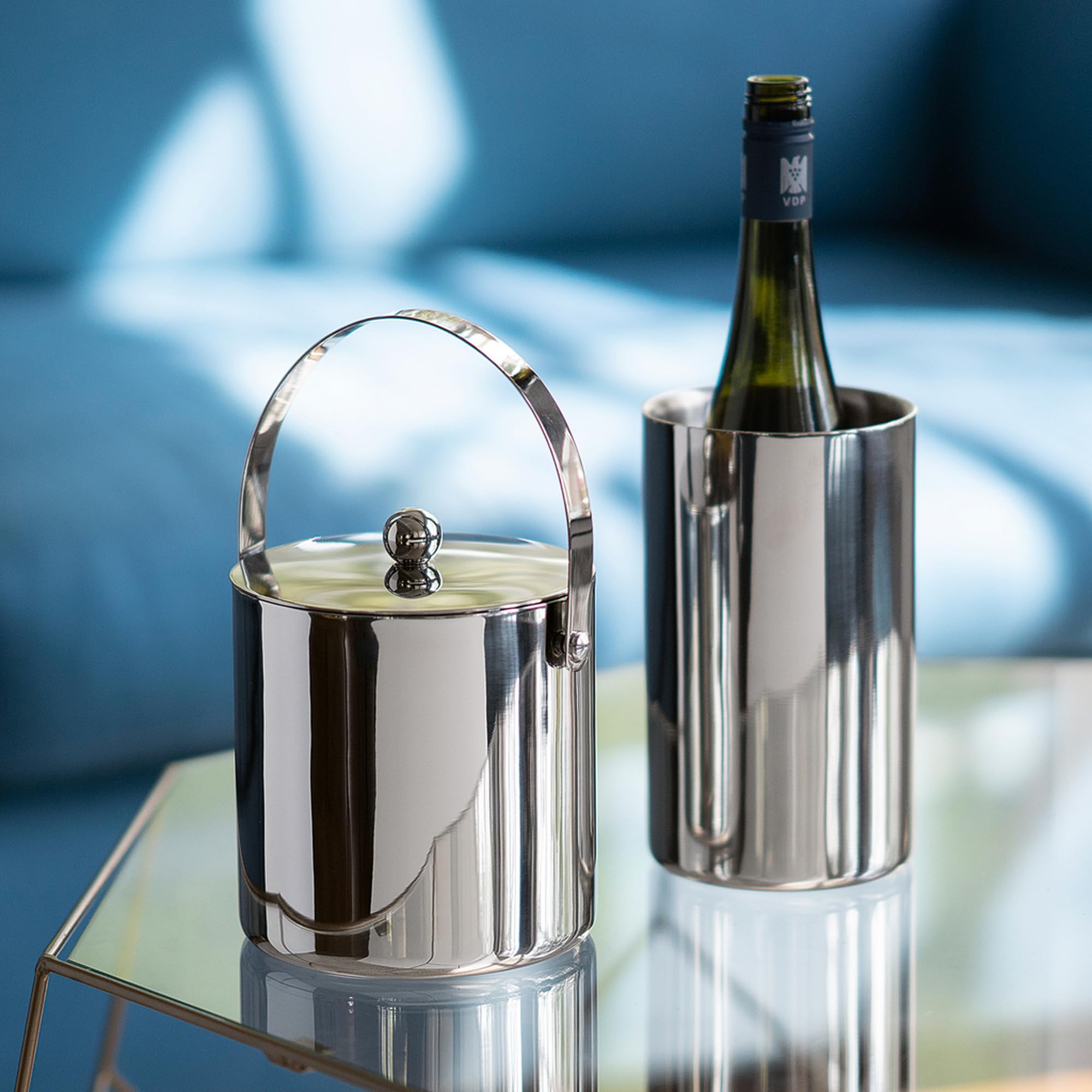 Torquato Flaschenkühler Brearley, doppelwandig, Edelstahl, 20 cm | Weinkühler und Champagnerkühler, hochglanzpoliert außen, gebürstet innen, für Sekt und Champagner