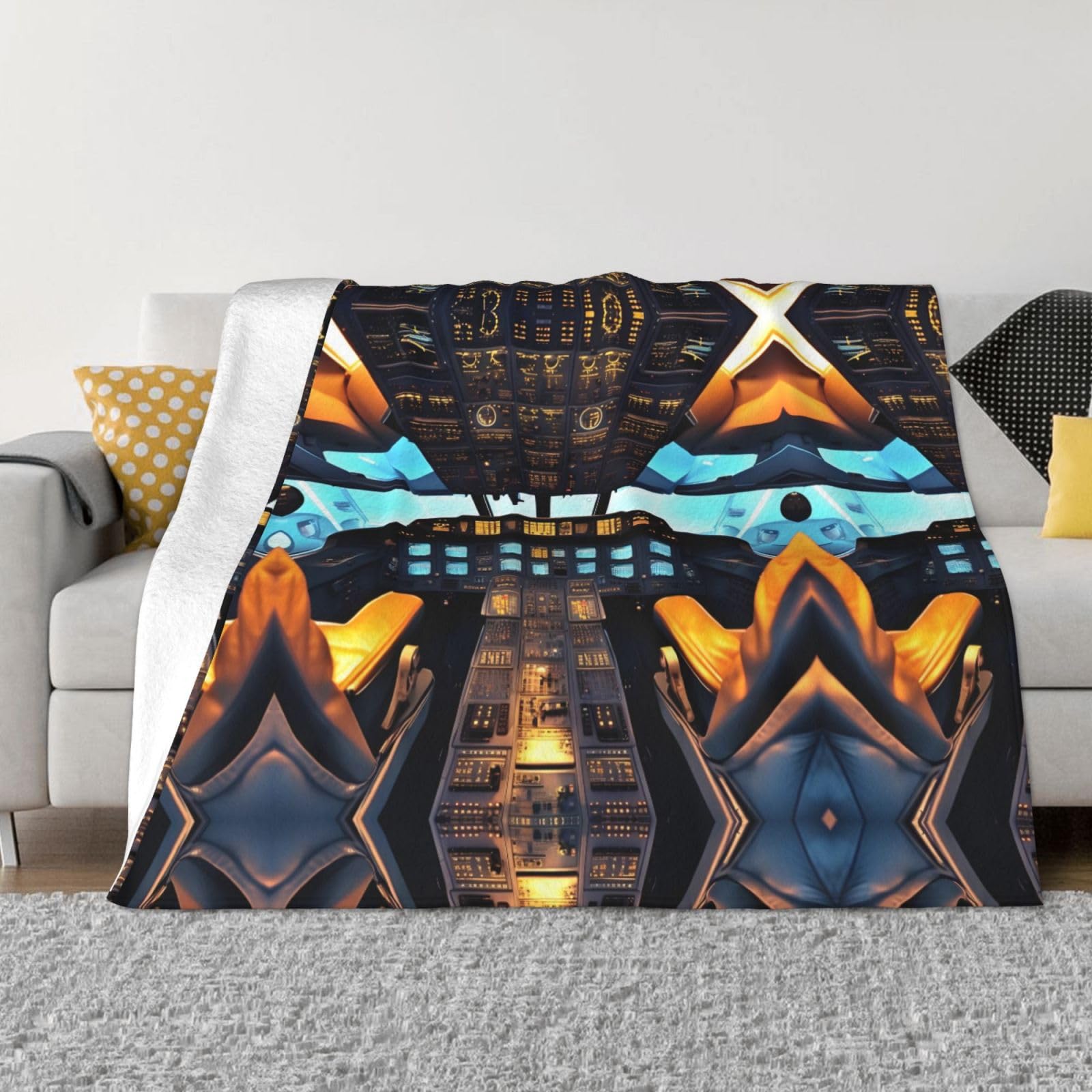 Couverture polaire en flanelle avion douce pour canapé et lit