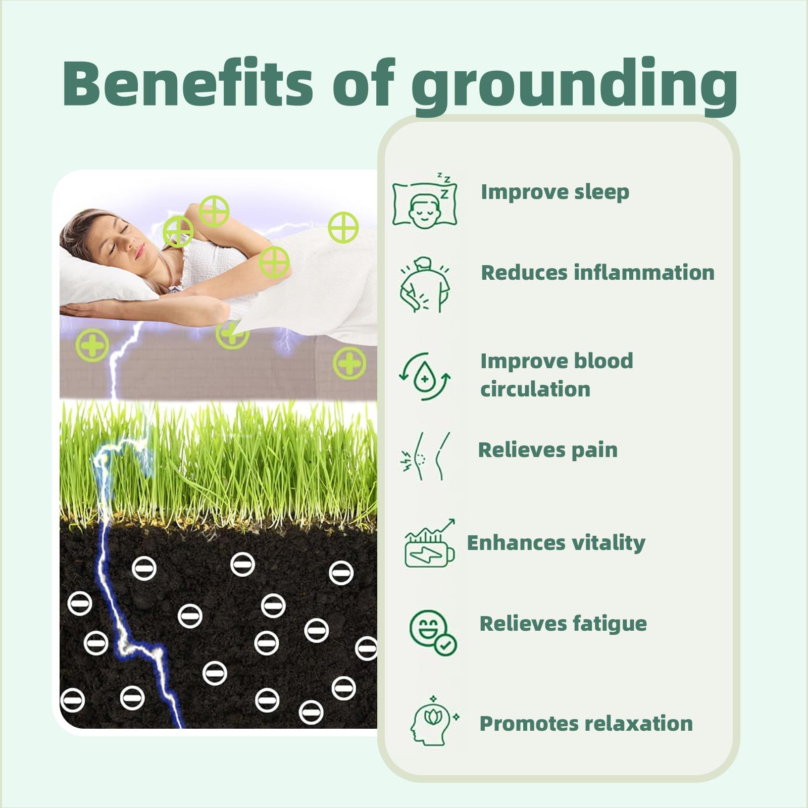 RIQINXIN Grounding Fitted Sheets Improve Sleep 90x 190x 35cm Grounding Mat Earthing uk Grounding Sheets with 90% Organic Cotton + 10% Pure Silver Fiber Fitted Earth Sheets with Grounding Cord Black - Image 4