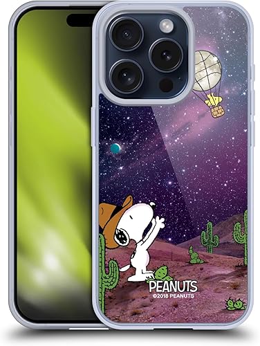Head Case Designs Officially Licensed Peanuts Nebula Balloon Woodstock Snoopy Space Cowboy Soft Gel Case Compatible with Apple iPhone 15 Pro
