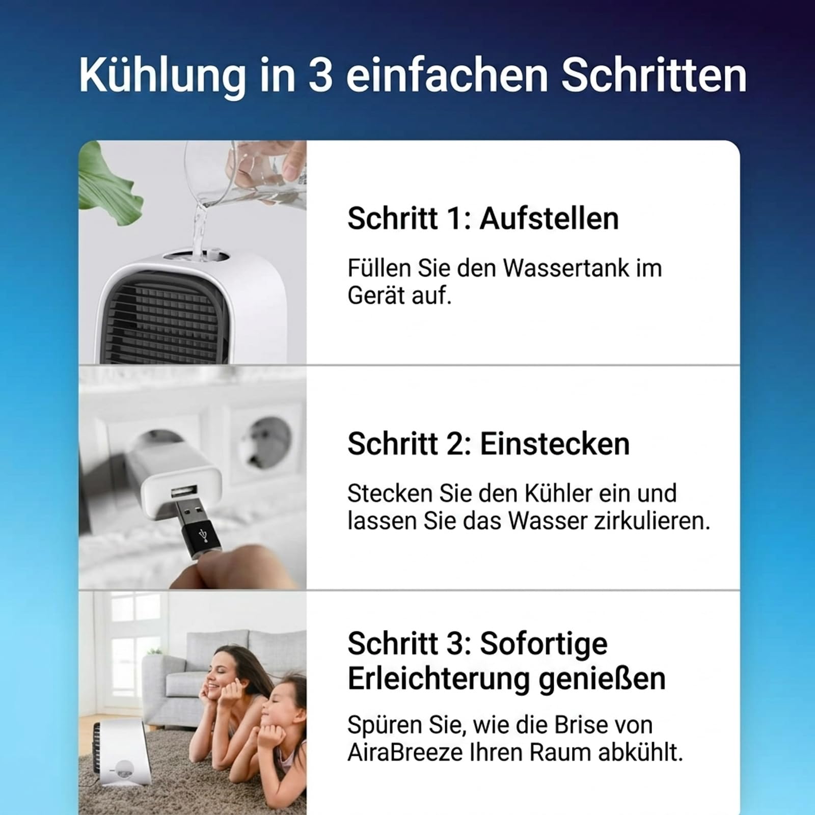 Airabreeze Luftkühler, Airzuma Portable, Airabreeze Air Cooler Kleine Wassergekühlte, Tragbarer Ventilator, Schwenkbar, Ideal Für Zu Hause Und Auf Reisen