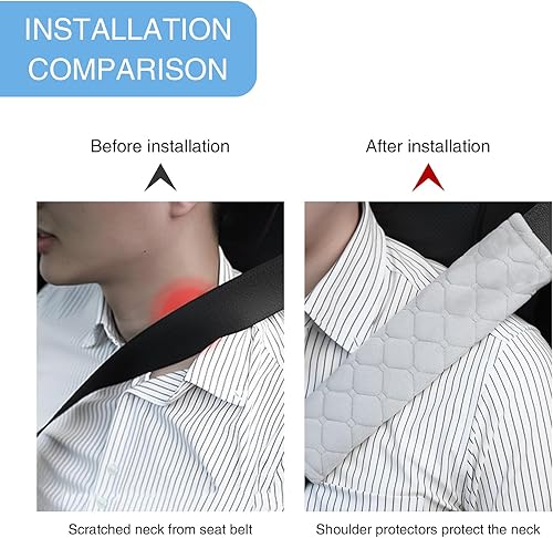 Miniatura 3 de 2 fundas para el cinturón de seguridad del automóvil, 9.8 x 2.3 pulgadas, protector de hombro extendido de terciopelo cristalino, correa de hombro