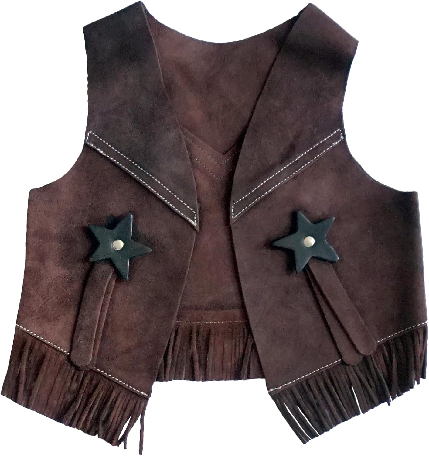 Equitem Children's Western Suede Brown Leather Vest with