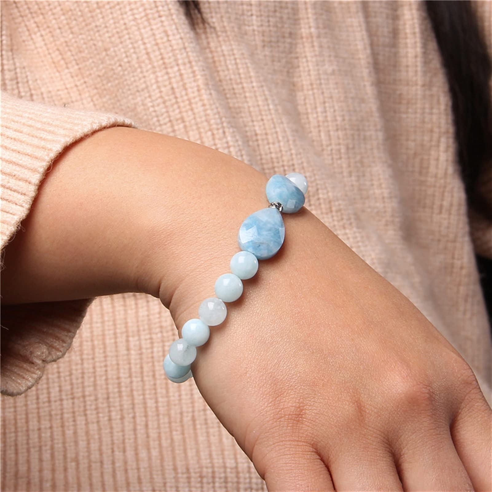 WXKAGF Bracciale in Pietra Naturale Bracciale in Pietra Naturale da 8 mm Bracciale con Perline Reiki Quarzo Rosa Avventurina Ametiste Braccialetti con ciondoli in Cristallo Bracciale Gioielli