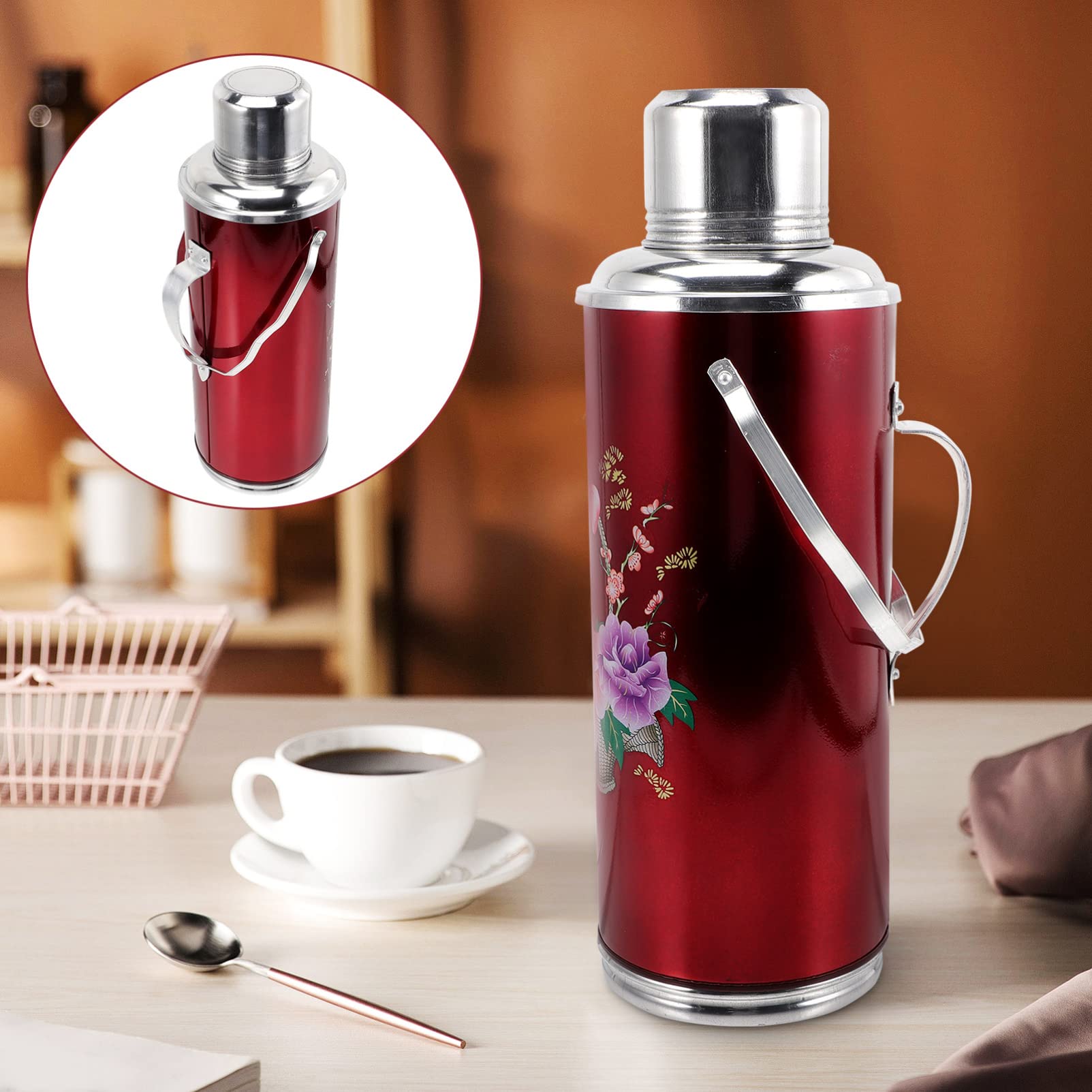 Thermoskanne 1.5L Rot, Isolierkanne Edelstahl Doppe Produktbild-Vorschau 6