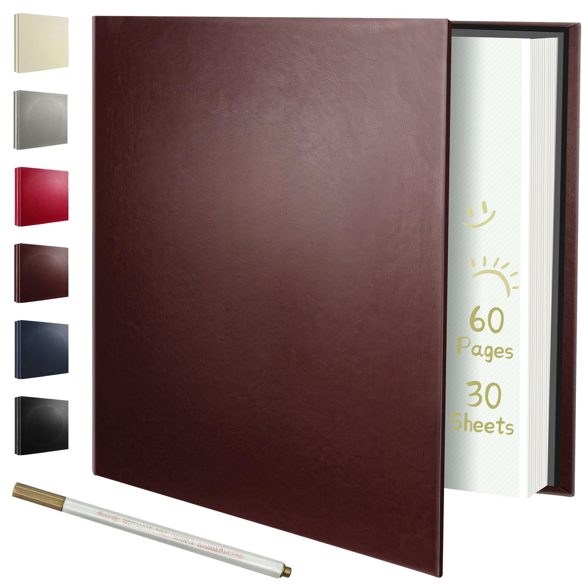 Scrapbook Album 60 Seiten Fotoalbum Selbstklebend für 15,2 x 10,2 x 12,7 cm Bilder Ledereinband DIY Fotobuch Weiß Dicke klebrige Seiten Erinnerungsbuch für Scrapbooking Alben Kunst & Handwerk Projekte