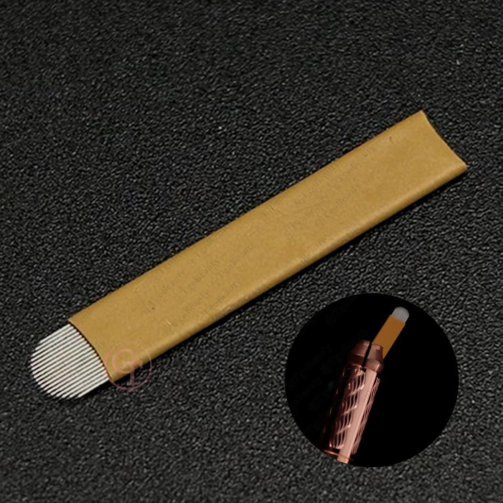 50 agujas de microblading de 0,18 mm en forma de U, 18 pines, desechables, para maquillaje permanente, ideales para tatuajes. Pluma manual (TB-PDH Blades-0.18mm U18-50pcs)