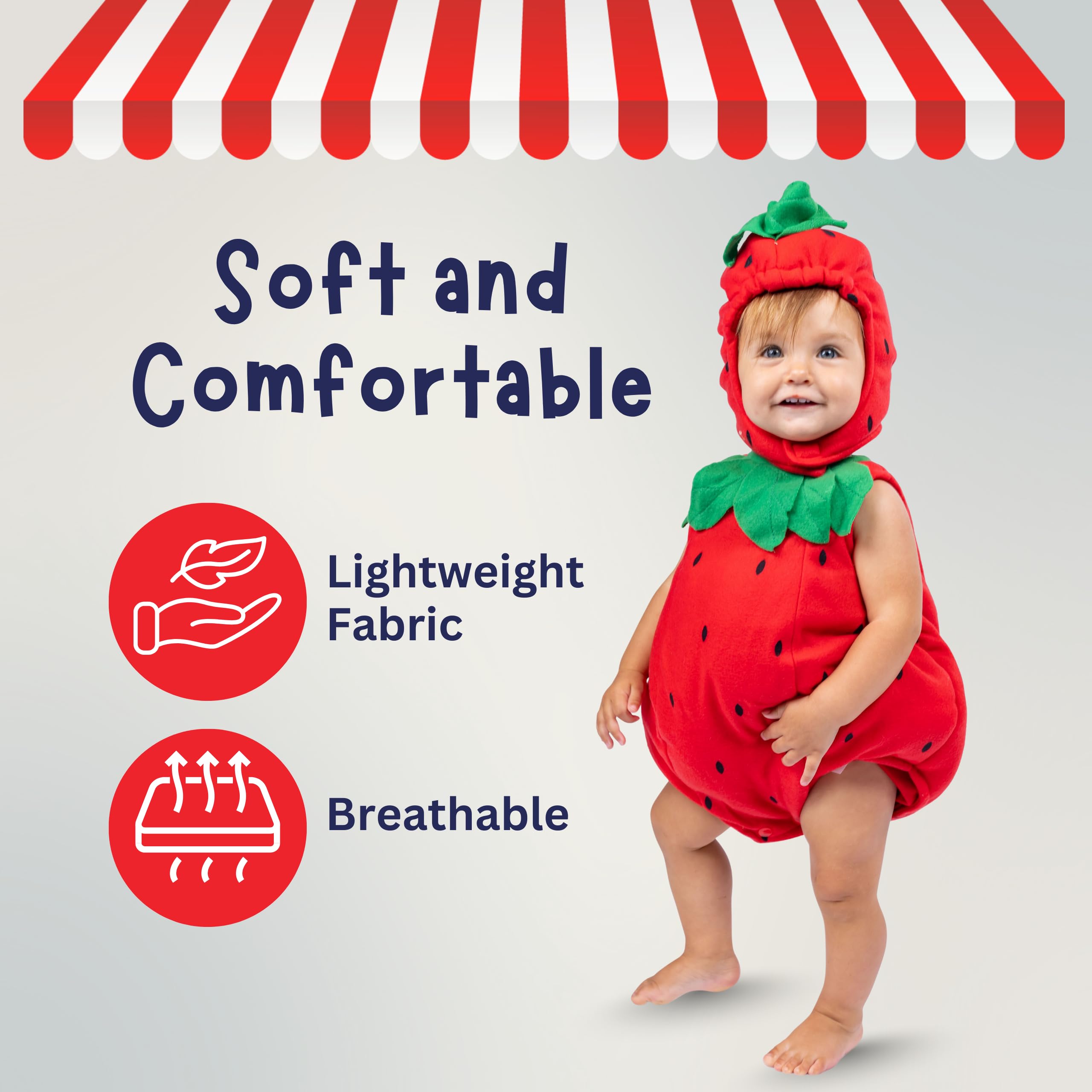 Dress Up America Costume De Fraise Pour Bébé – Barboteuse D'halloween Aux Fraises Pour Enfants
