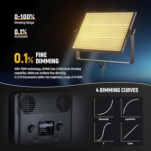 Miniatura 5 de NEEWER Kit de luz de video de panel LED RGB de 150 W con puertas de granero, 1800 LED 42500Lux1.6 ft 2500K-10000K CRI96+TLCI97+ 0-100% de