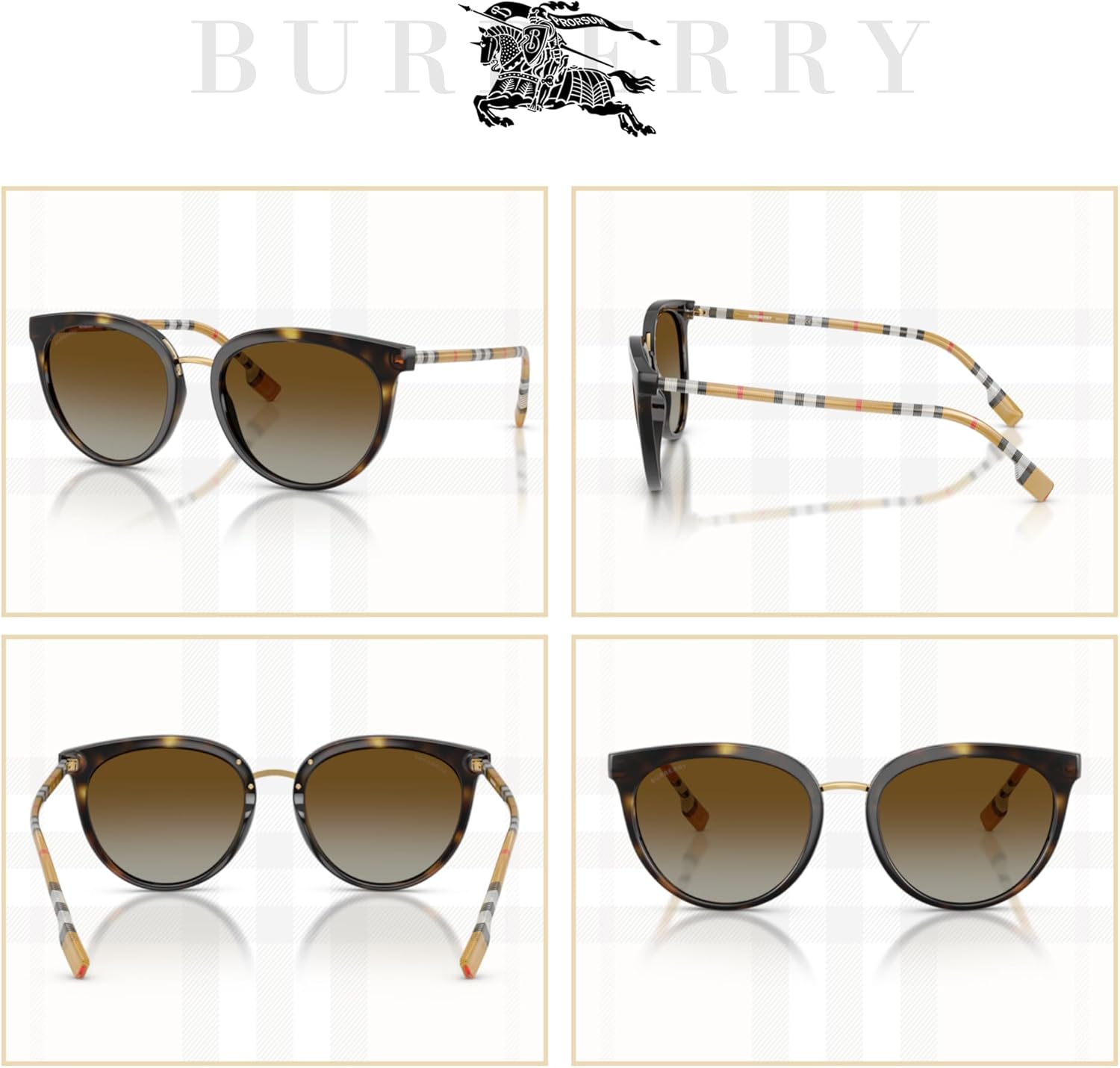 BURBERRY Willow BE4316 Gradient Round Sunglasses for Women +BUNDLE with ACCESSORY EYEWEAR KIT