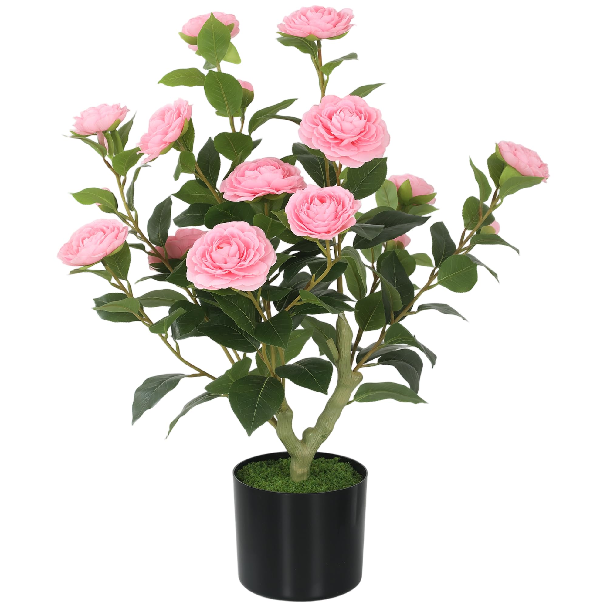 Homcom 65Cm Artificial Camellia Flower Plant With 116 Lush LeavesPink from B&Q