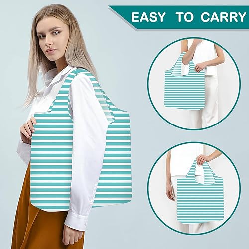 Miniatura 5 de 6 paquetes de bolsas reutilizables para comestibles, lavables a máquina, con bolsa, bolsa plegable de nailon para compras