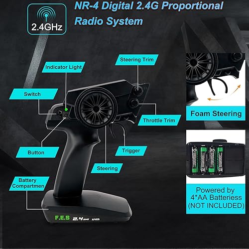 Miniatura 4 de Bonzai RC Truck 114 Escala 4WD Pickup Control Remoto Coche Hobby Grado RC Monster Truck para adultos y niños con baterías recargables de alta Azul,