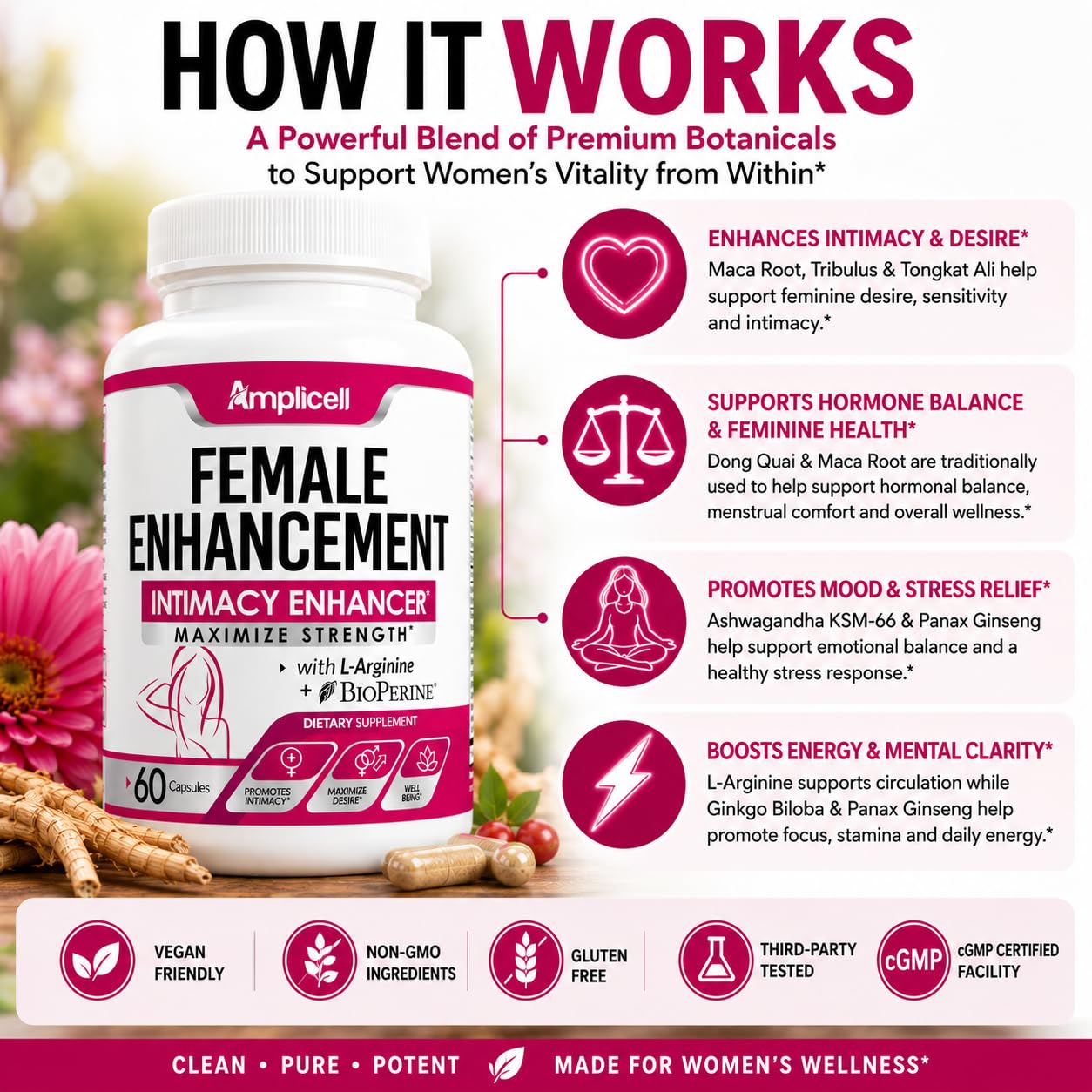 Amazon.com: AMPLICELL Women's Libido Support & Hormone Balance – Maca, Ashwagandha, Dong Quai, Ginseng & Tongkat Ali – Energy, Mood & Feminine Vitality – Non-GMO, Vegan – 60 Ct : Health & Household Amazon.com: AMPLICELL Women's Libido Support & Hormone Balance – Maca, Ashwagandha, Dong Quai, Ginseng & Tongkat Ali – Energy, Mood & Feminine Vitality – Non-GMO, Vegan – 60 Ct : Health & Household