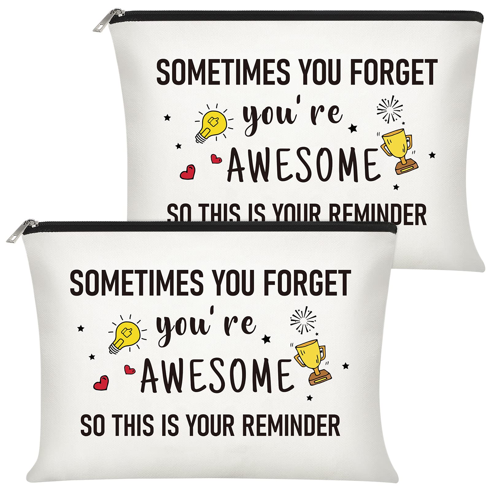 Xuniea 2 Pcs Gifts for Graduation Inspirational Makeup Bag, Sometimes You Forget You're Awesome, Thank You Birthday, Season Gift, Best Friend, Mom, Coworker