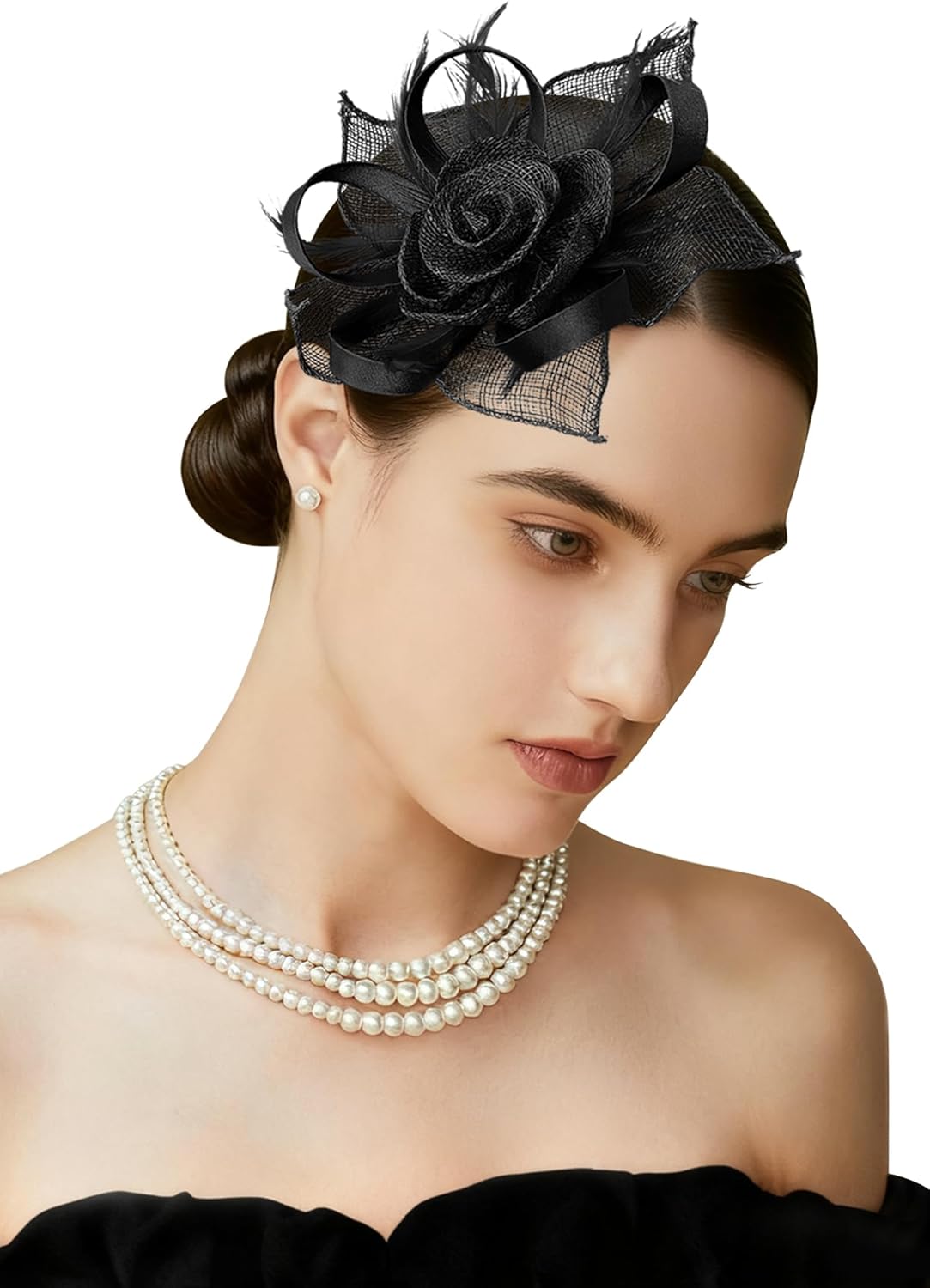 BABEYOND Fascinators Hats for Women - Tea Party Kentucky Fascinator Flower Derby Hat Linen Feathers Headband with Hair Clip