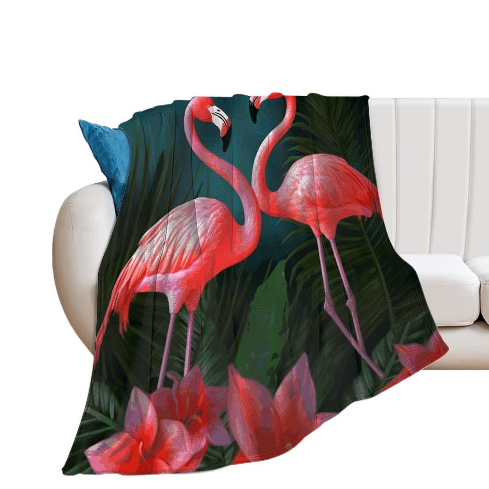 Flamingo Flowers Throw Blanket for Couch Soft Cozy Flannel Bed Blanket Fuzzy Decorative Blanket Warm Lightweight Throw Blanket All-Season Home Decor Gift for Home Office Sofa 30"*40"（76 * 100cm）