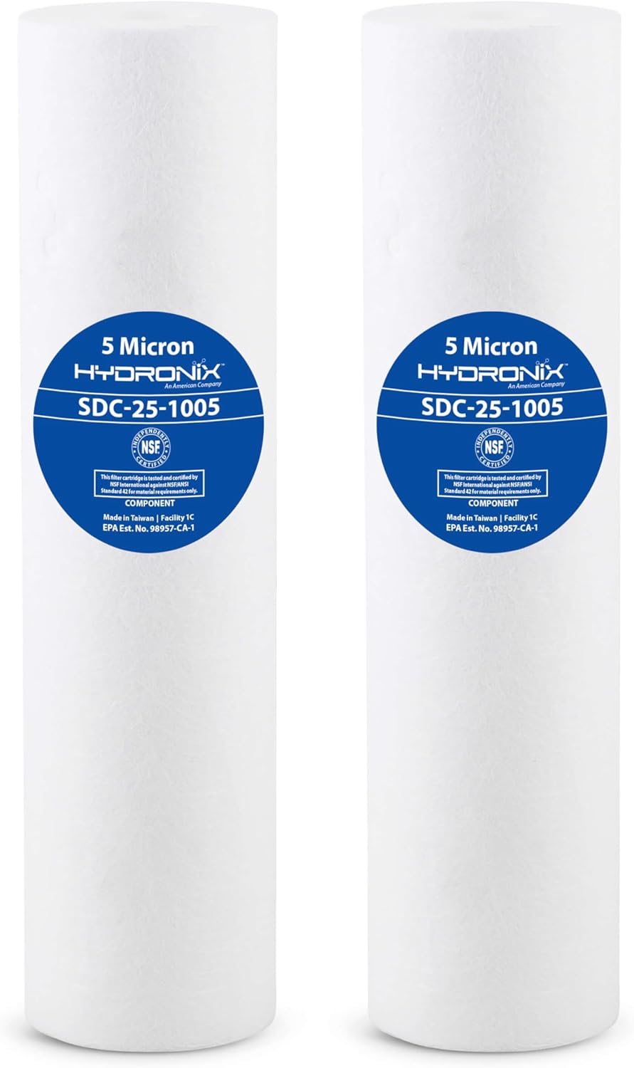 Hydronix SDC-25-1005 Whole House RO Reverse Osmosis Sediment Water Filter Cartridge 2.5" x 10" - 5 micron (2 Pack)