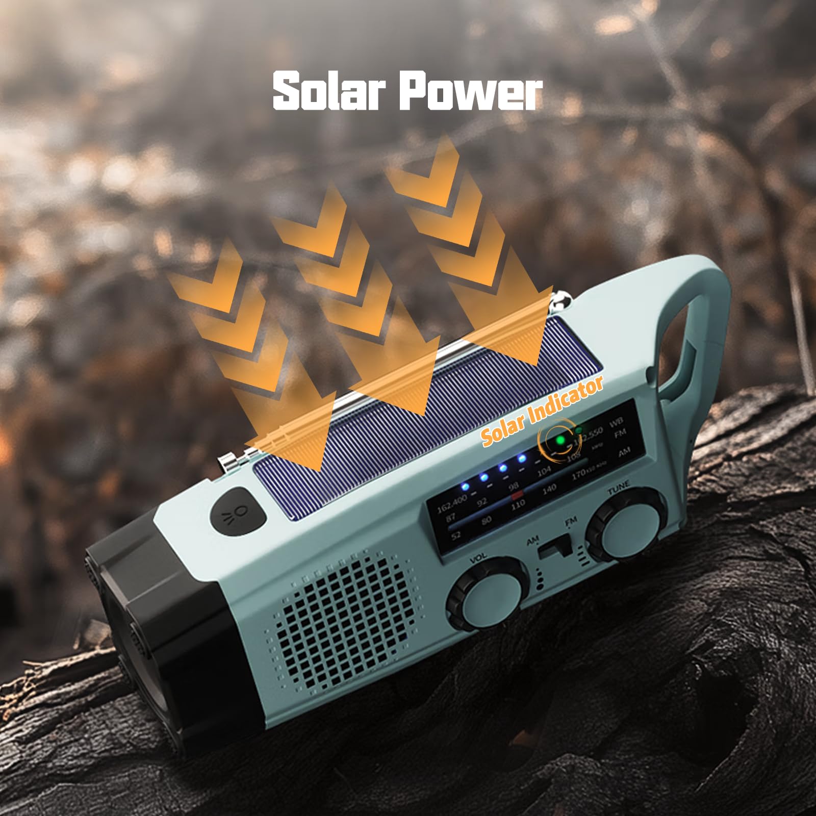 Radio Awaryjne, 2000mAh Radio na Korbkę ładowarka Słoneczna Power Bank Radios USB AM/FM z Alarmem SOS Latarka Małe Radiotelefon Kieszonkowe do Użytku Wewnątrz, Zewnątrz Kempingu