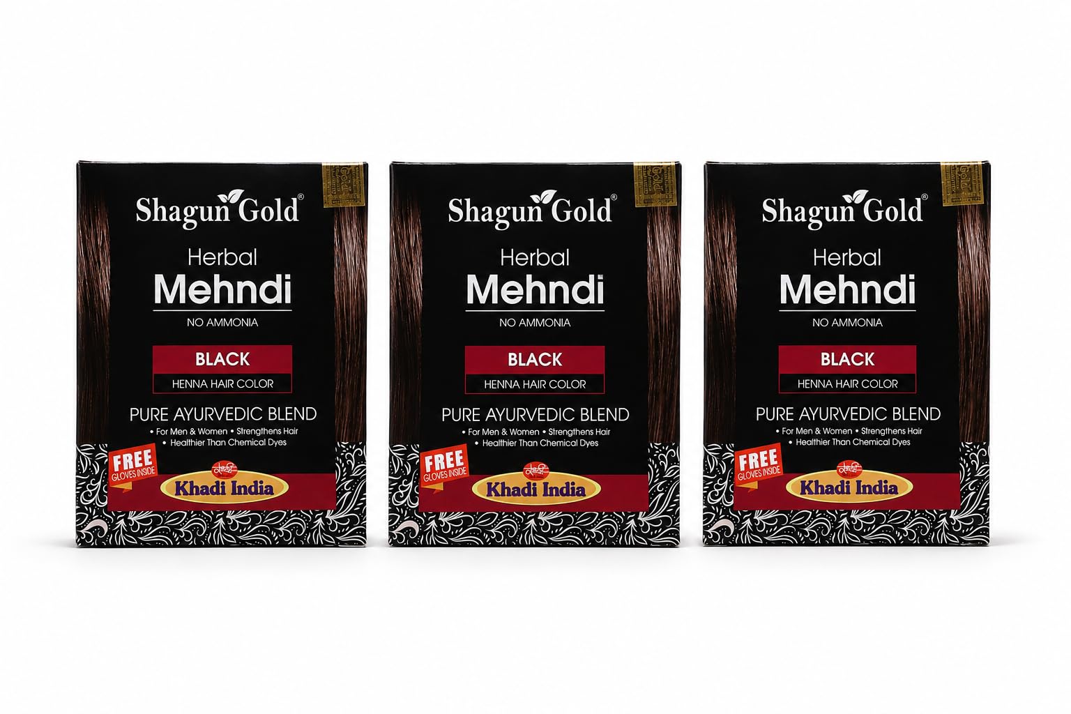 Shagungold Premium Black Henna Powder || Herbal Hair Color & Conditioning Henna for Smooth & Silky Hair || Natural Black Hair Dye Powder with Aloe Vera || Traditional Henna Hair Care for Men & Women || Free Pouch Inside (Black - 60g - Pack Of 3).-picture-51