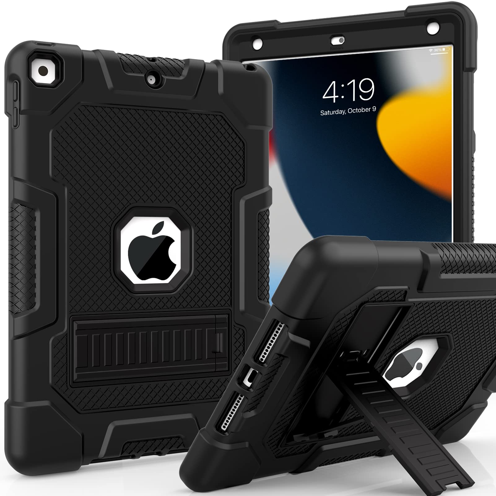 TIMISM Case for iPad 9th Generation/iPad 8th Generation/iPad 7th Generation, Slim Hard Heavy Duty Shockproof Protective Case with Kickstand for iPad