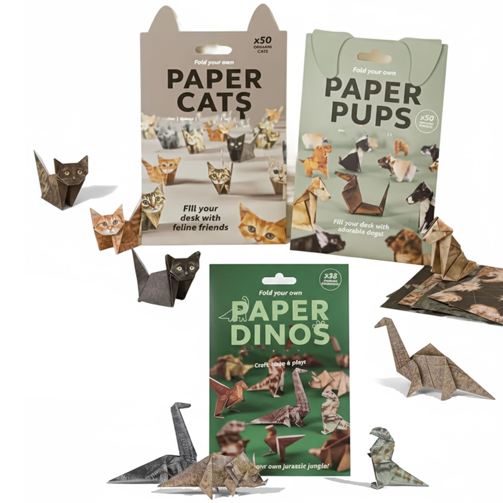3Pcs DIY Paper Origami Kit 3D Handmade Origami Paper for Adult Kid Decor Gift