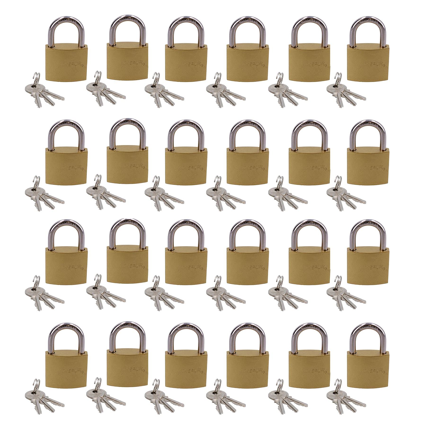 Heavy Duty 38mm Iron Brass Coated Padlock Security Lock Secure 3 Keys 24pk