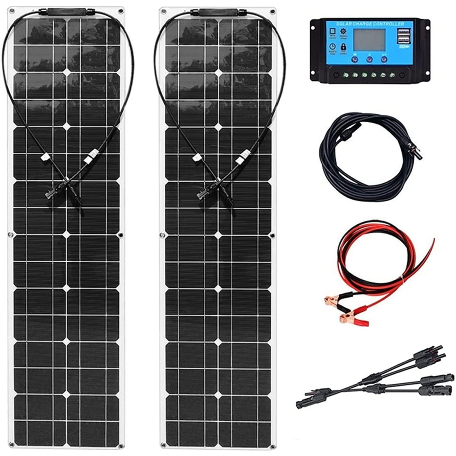 Kit modulo pannelli solari flessibili 400 W / 800 W Pannello solare monocristallino Caricabatterie solare portatile con controller 40 A per auto, camper, roulotte, camper, tetto, casa, sistemas,2x200W