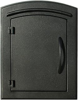 QualArc MAN-S-1400BL Manchester with Security Chute Column Mount Mailbox Plain Door in Black