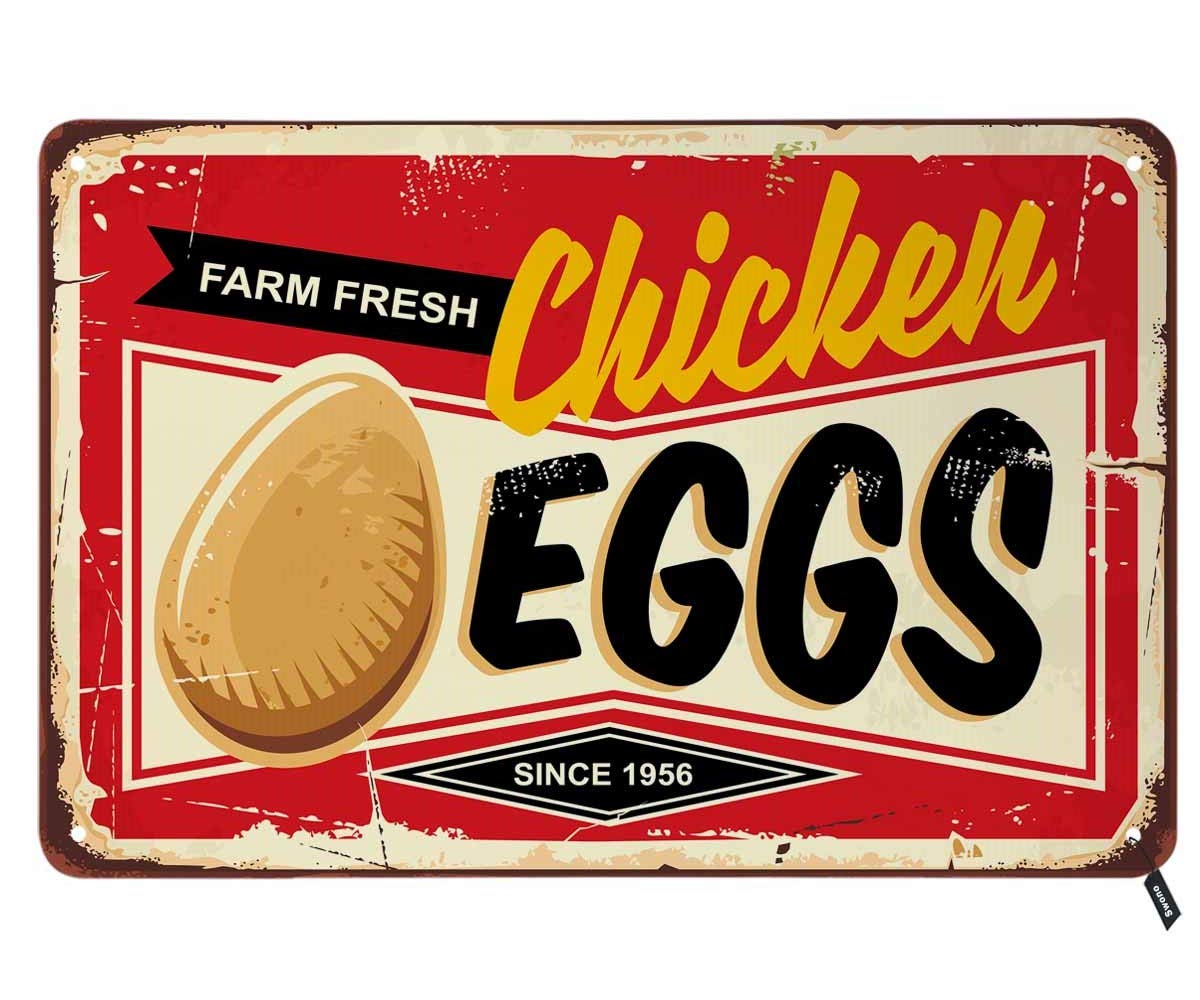 Farm Fresh Egg tin Logo Metal Tin Sign Kitchen Pub Funny Novelty Coffee Bar 5.5x8inch Yard Garden Farm Man Cave