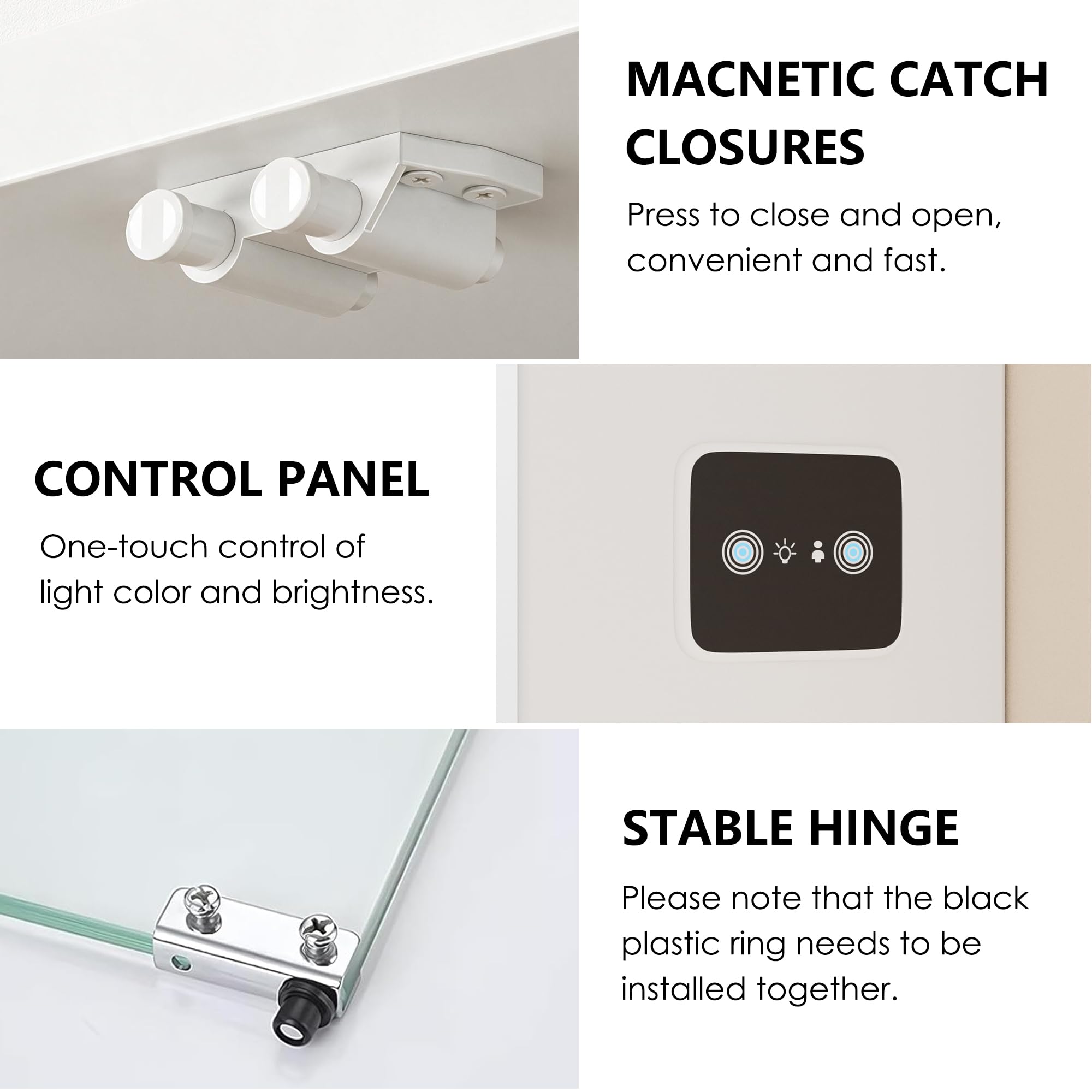 MSFE Glas HängeVitrinenschrank mit LED,Schaukasten Vitrine Klein mit Intelligente Sensorik,Glasvitrine Staubdicht,Sammlervitrine Wand Weiß,für Wohnzimmer,Schlafzimmer,Büro,Jede Schicht trägt 5 kg