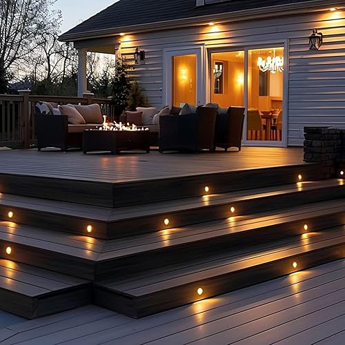 Miniatura 2 de FVTLED Kit de luces WiFi para cubierta, 10 piezas de bajo voltaje 1.38 para exteriores, escalera, iluminación LED blanca cálida, funciona con Alexa