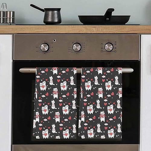 Miniatura 4 de Toallas de cocina para amantes de los gatos, color negro, absorbente, suave, reutilizable, lavable, paño de limpieza, toallas de baño para baño,