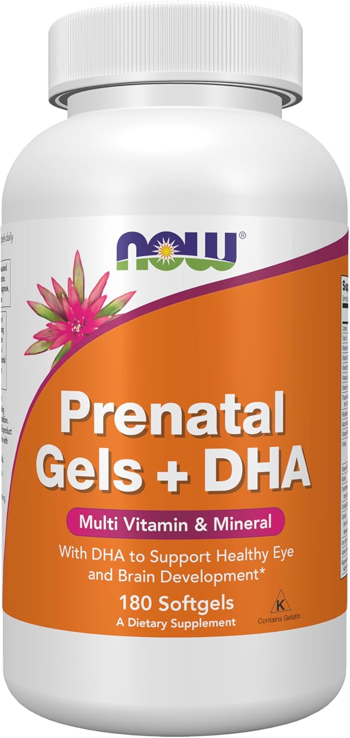 NOW Supplements, Prenatal Gels + DHA with 250 mg DHA per serving, plus Borage Oil (GLA), 180 Softgels NOW Supplements, Prenatal Gels + DHA with 250 mg DHA per serving, plus Borage Oil (GLA), 180 Softgels