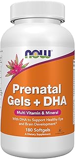 NOW Supplements, Prenatal Gels + DHA with 250 mg DHA per serving, plus Borage Oil (GLA), 180 Softgels