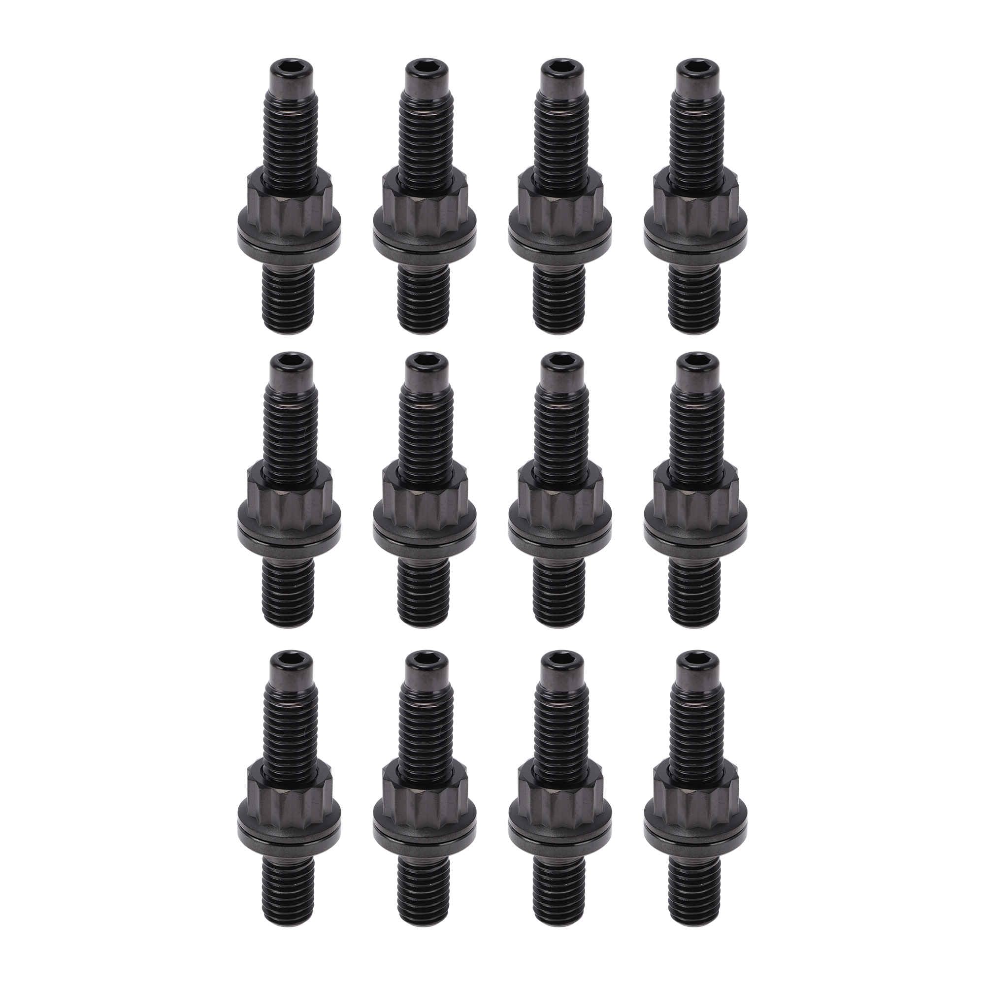 12 Set Viti Per Collettore Di Scarico In Lega Di Titanio M10x54mm Passo 1.5 Kit Viti Dado Rondella Nere