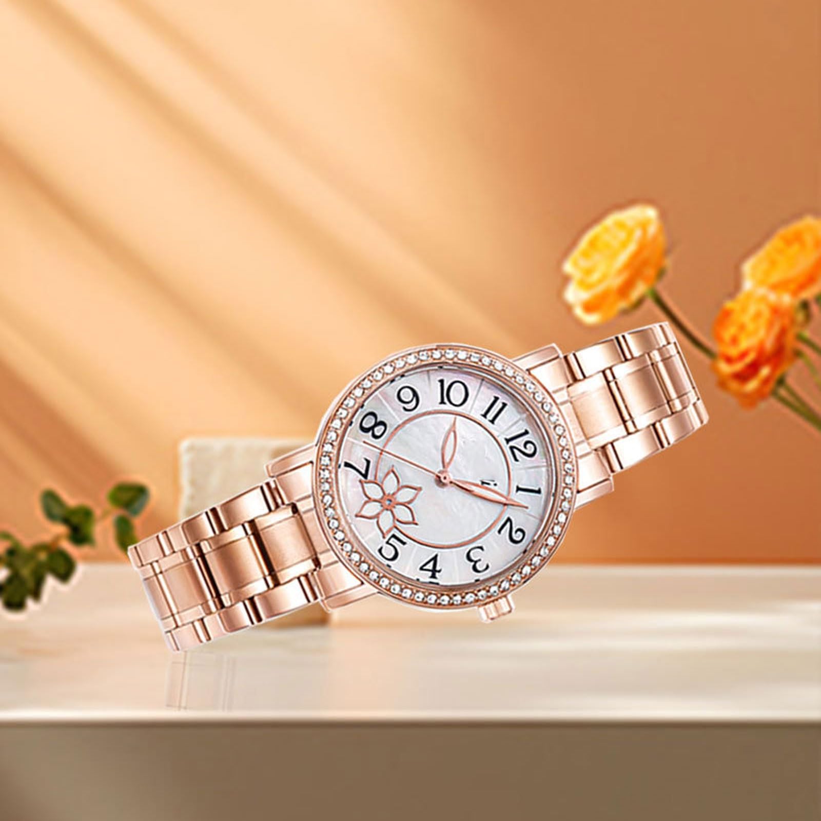 Digital Reloj Reloj de Cuarzo con Diamantes a Prueba de Agua, Esfera de nácar y Correa de Acero/Cuero for Mujer. Es un Gran Regalo for Mujeres. Deportivo Reloj