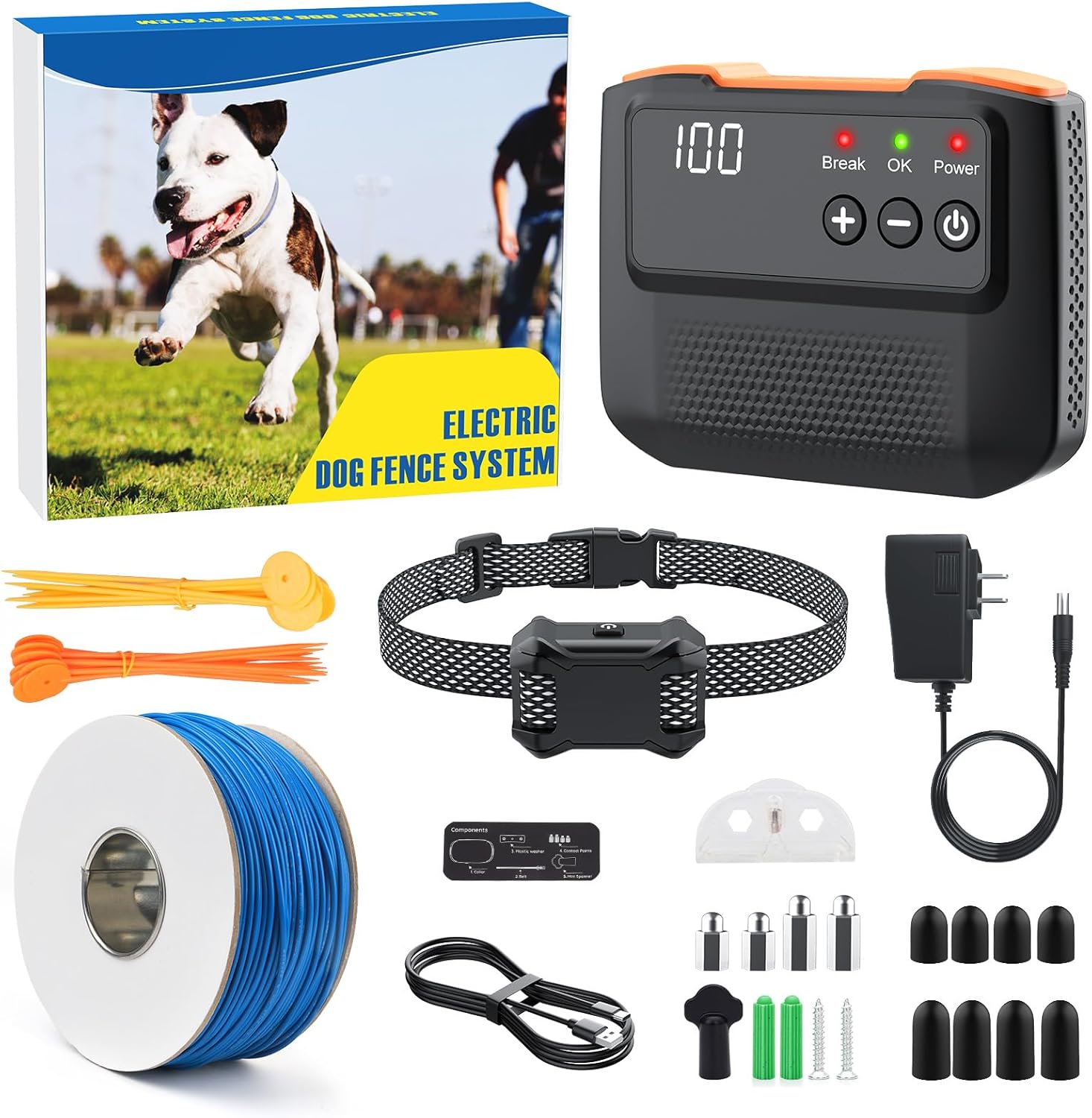 Electric Fence for Dogs, Rechargeable Underground Dog Fence System with 650FT Wire, 1 Waterproof Training Collar, Covers up to 1/2 Acre, Wired Dog Fence System for 1 Dog