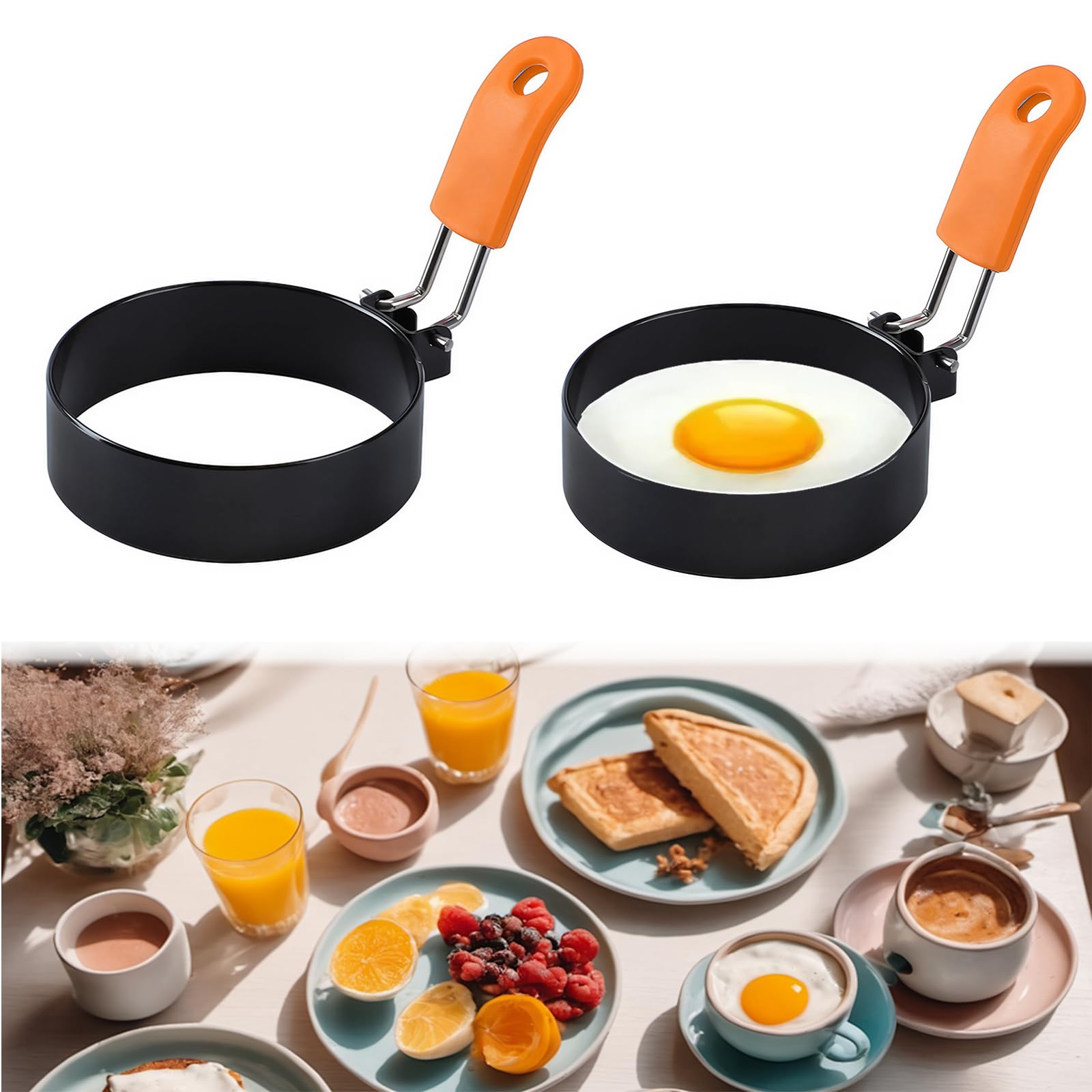 2 Moules à œufs Au Plat Antiadhésifs - Idéal Pour Pancakes Et Mini-burgers Aussi