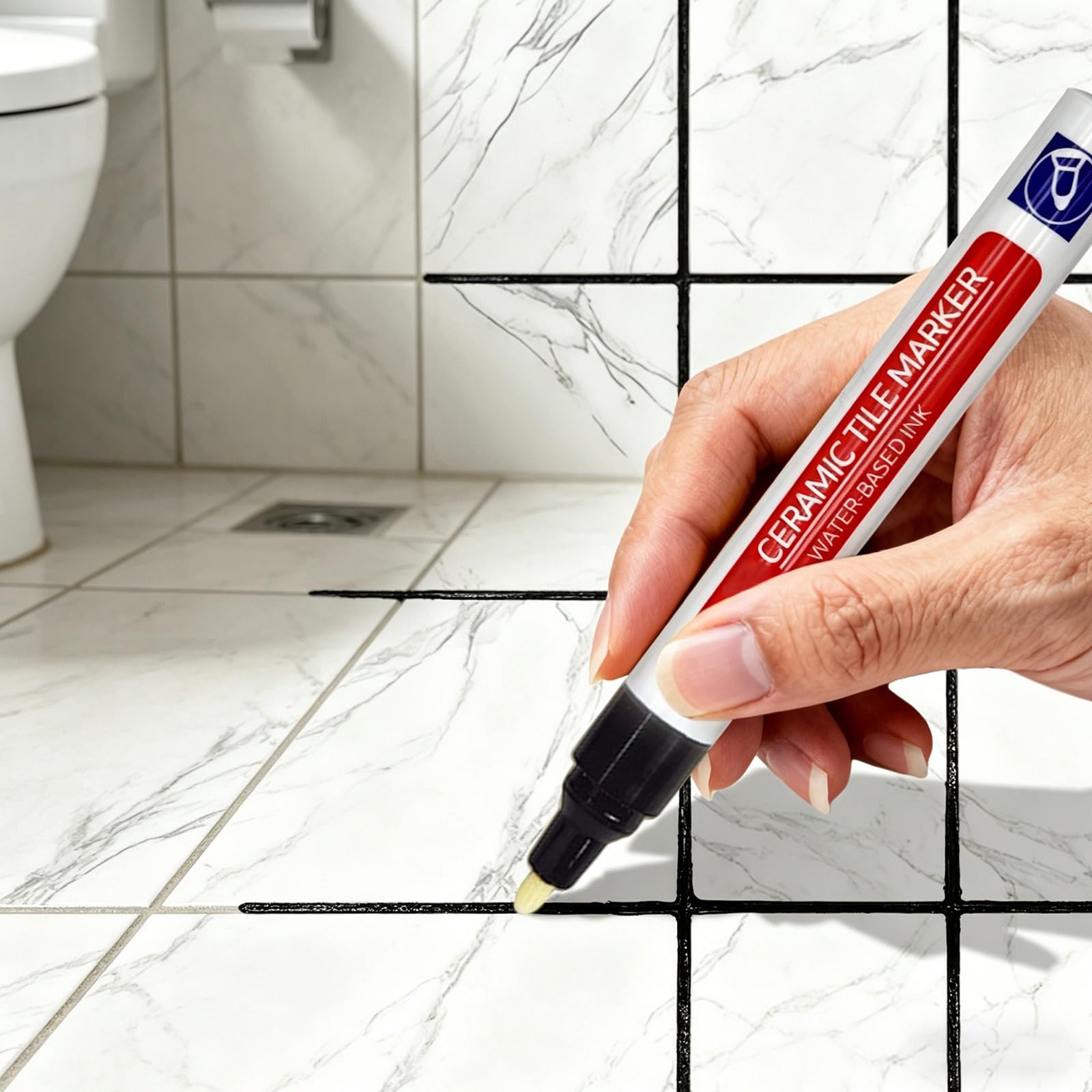 2 pezzi di pennarello per giunzioni per piastrelle, pennarello impermeabile per malta per giunzioni da bagno, pennarello di riparazione per la riparazione di piastrelle in bagno e cucina con punta di