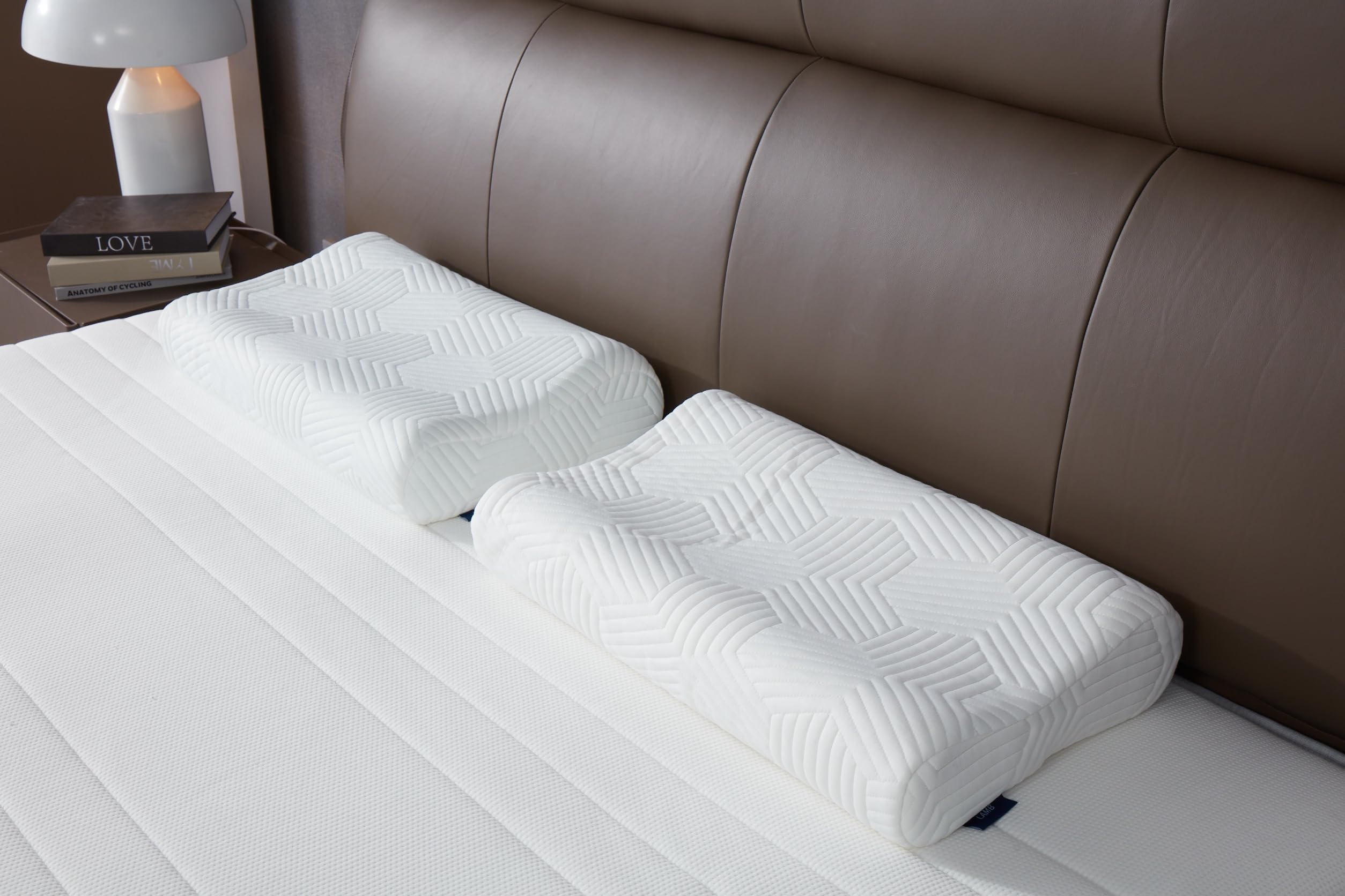 LAMB Nackenkissen Kopfkissen, Höheneinstellbares Memory Foam Nackenstützkissen Seitenschläferkissen, Ergonomisches Schlafkissen Antischnarchkissen mit RUCO-BAC Bezug