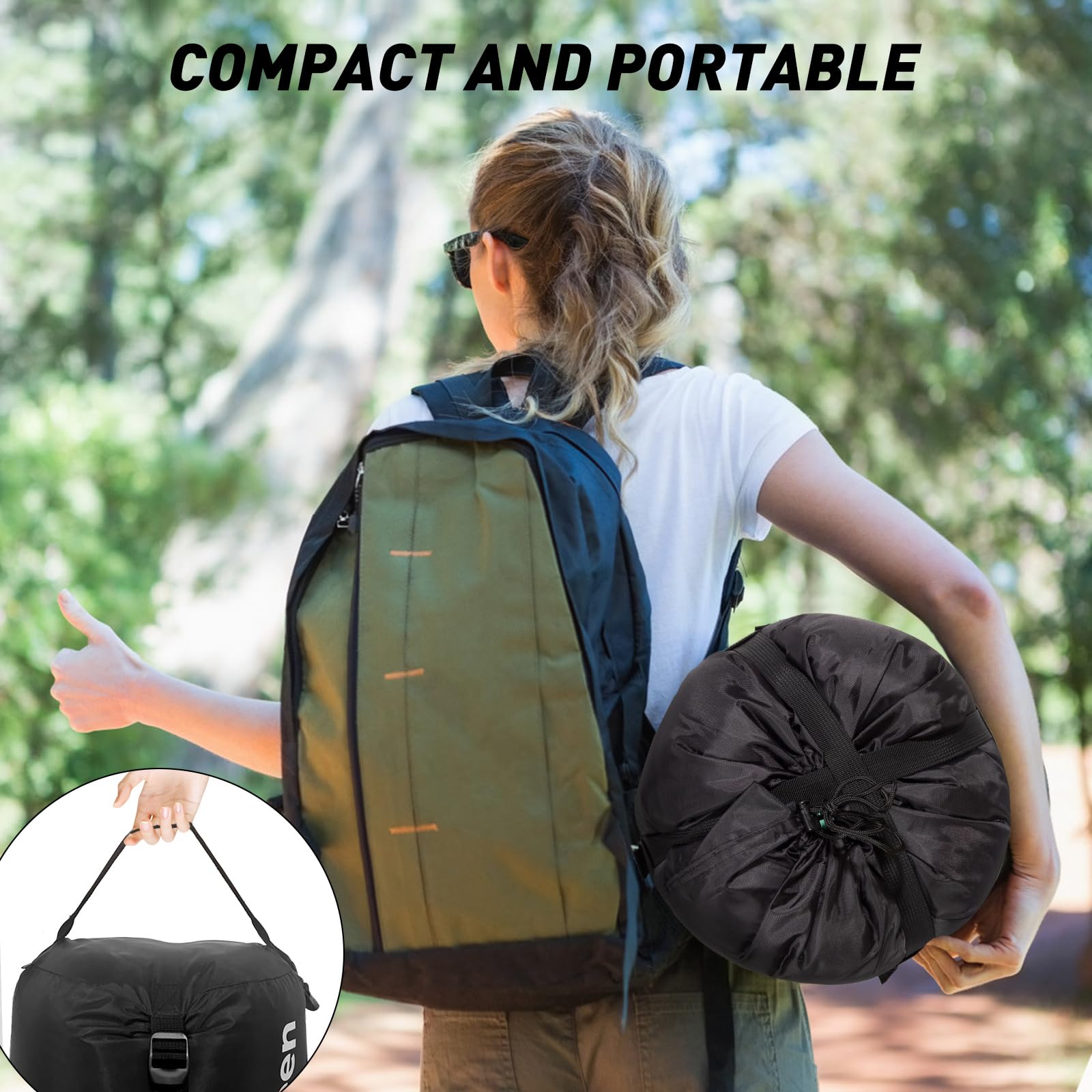 Leogreen Saco Dormir Pluma 210 cm, -15℃~5℃ 3-4 Estaciones | Extra Cálido, Tipo Mumia, Ideal para Camping, Trekking y Alta Montaña