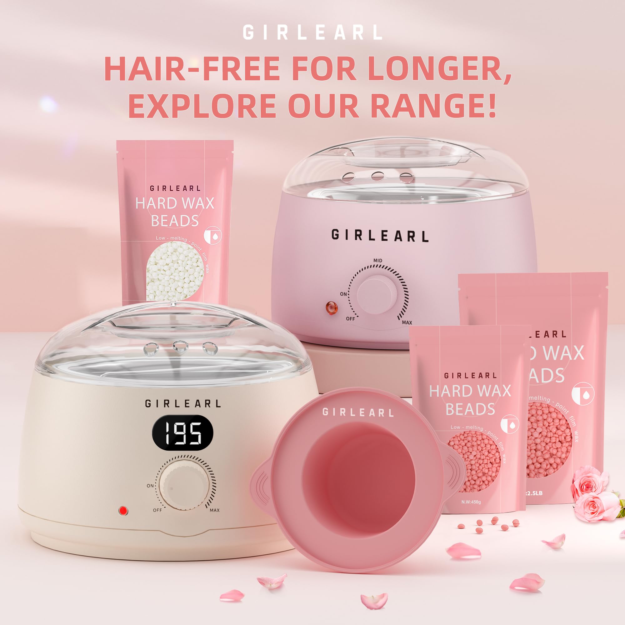 Hard Wax Beads for Hair Removal, 2.5lb, Rose Oil Infused, Brazilian Bikini Wax for Women Men, Sensitive Skin, Full Body Legs Face Underarms Waxing Beads