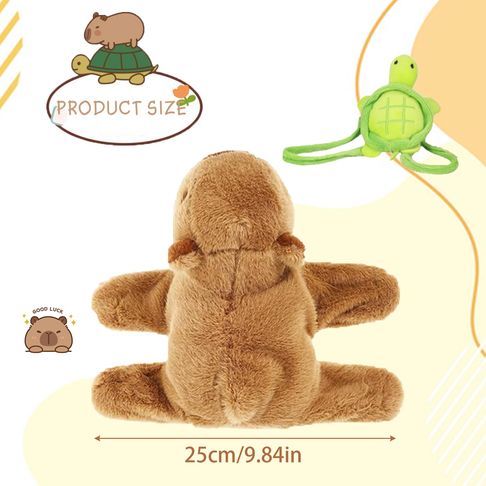 MUYAPAY Capybara Plush Slap Bracelets, Brown Capybara Stuffed Animal, 19 cm, Tabletop Play, Ages 24+, Green - Image 2