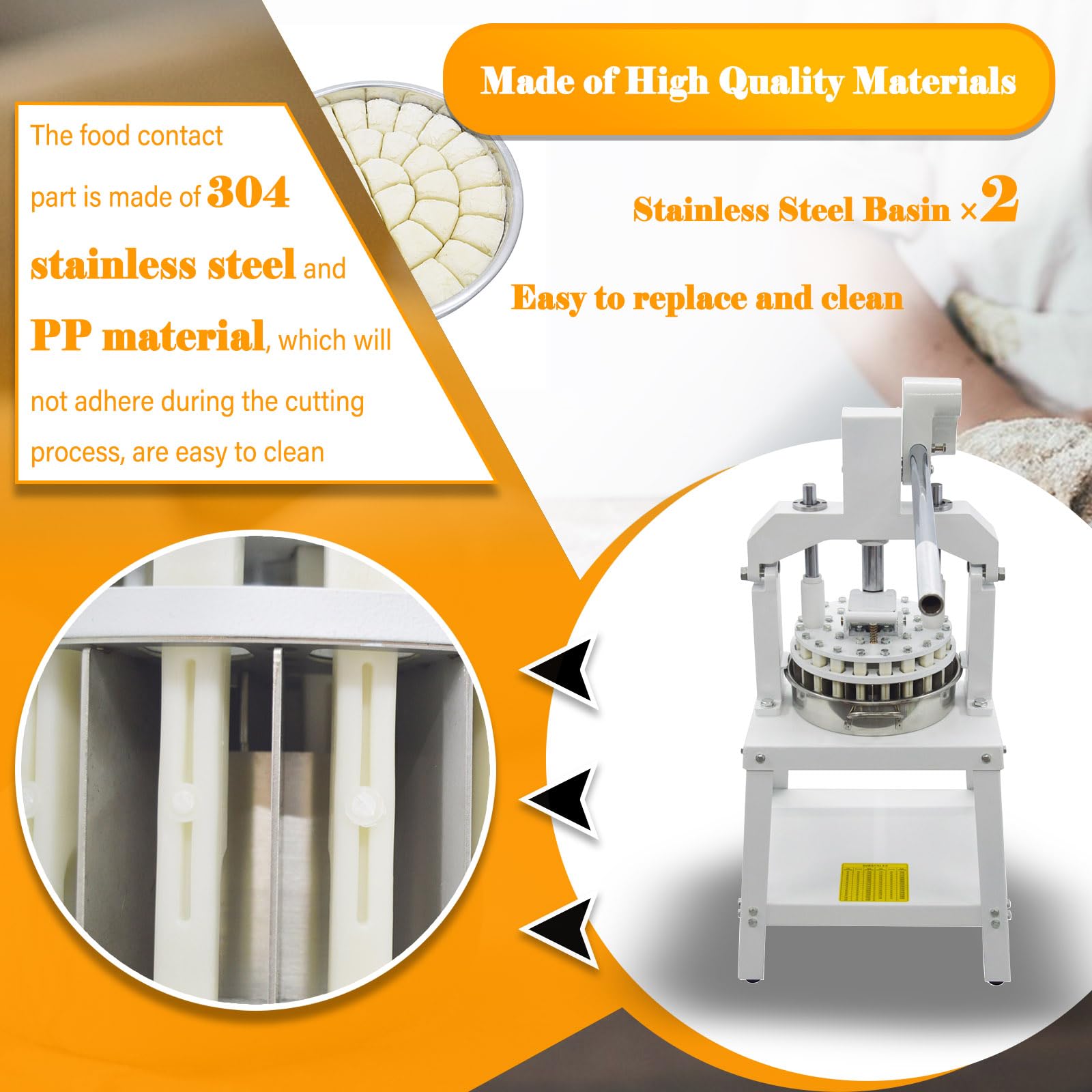 LGXEnzhuo 30PCS Dough Divider 1.27oz-6.77oz(36g-192g) Cookie Fillings Piece Cutter Vertical Type Manual Equal Dough Lump Spacer with 2 Stainless Steel Basin for Bakery Pizza Bread