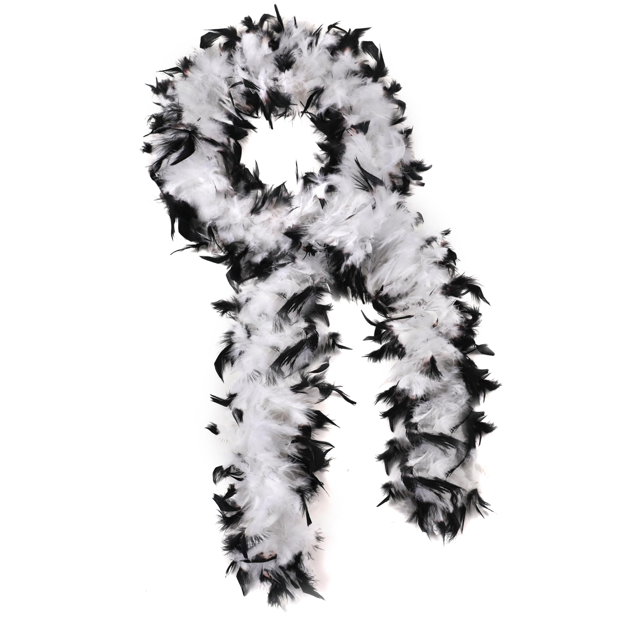SOGUGOM White with Black Tips Boa - 50g 2 Yards Chandelle Boa for Party Halloween,Christmas,Dancing Wedding(White with Black Tips Boa)